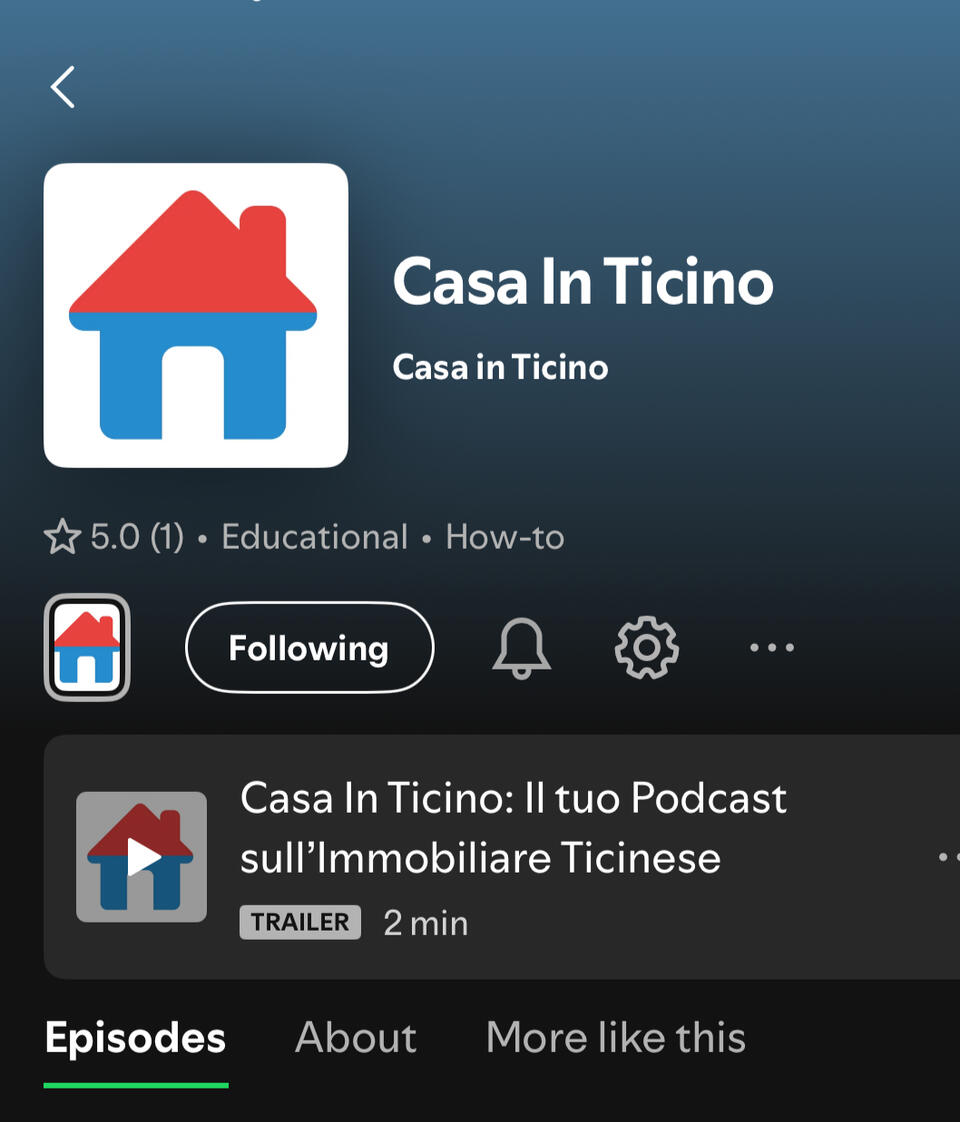 Screenshot di Home in Ticino da Spotify