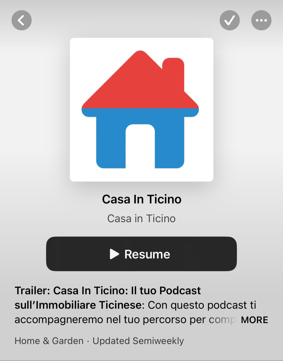 Screenshot di Home in Ticino da Apple Podcasts